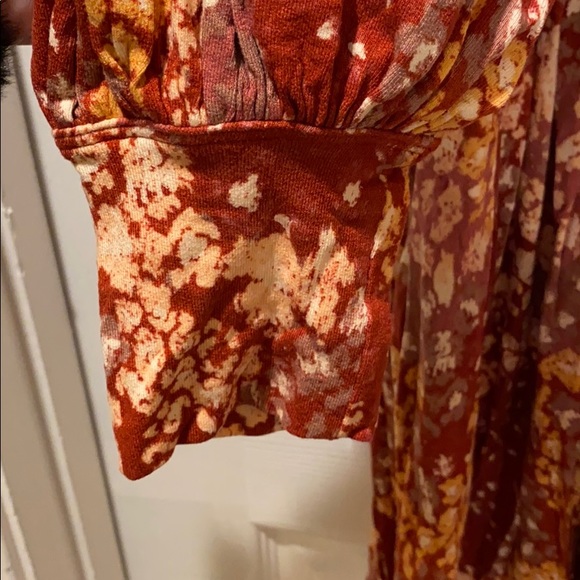 Free People Heartsbeat Mini Dress in Red ditsy floral rust combo size L NWT New - Picture 13 of 16